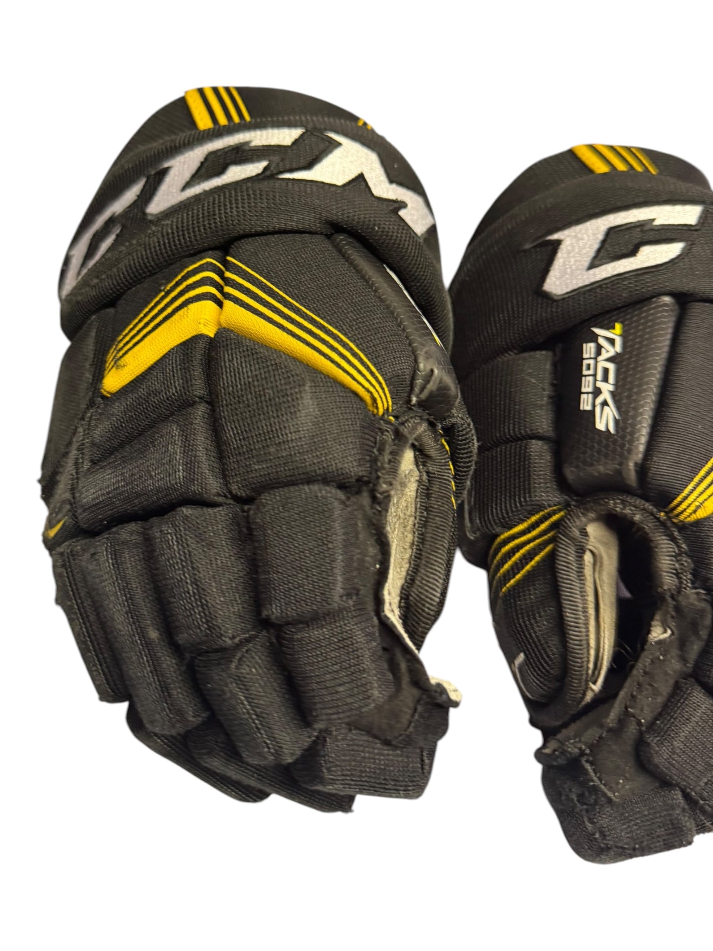 CCM Tacks 5092 Junior Ice Hockey Gloves – 11” – Black/Yellow – Used