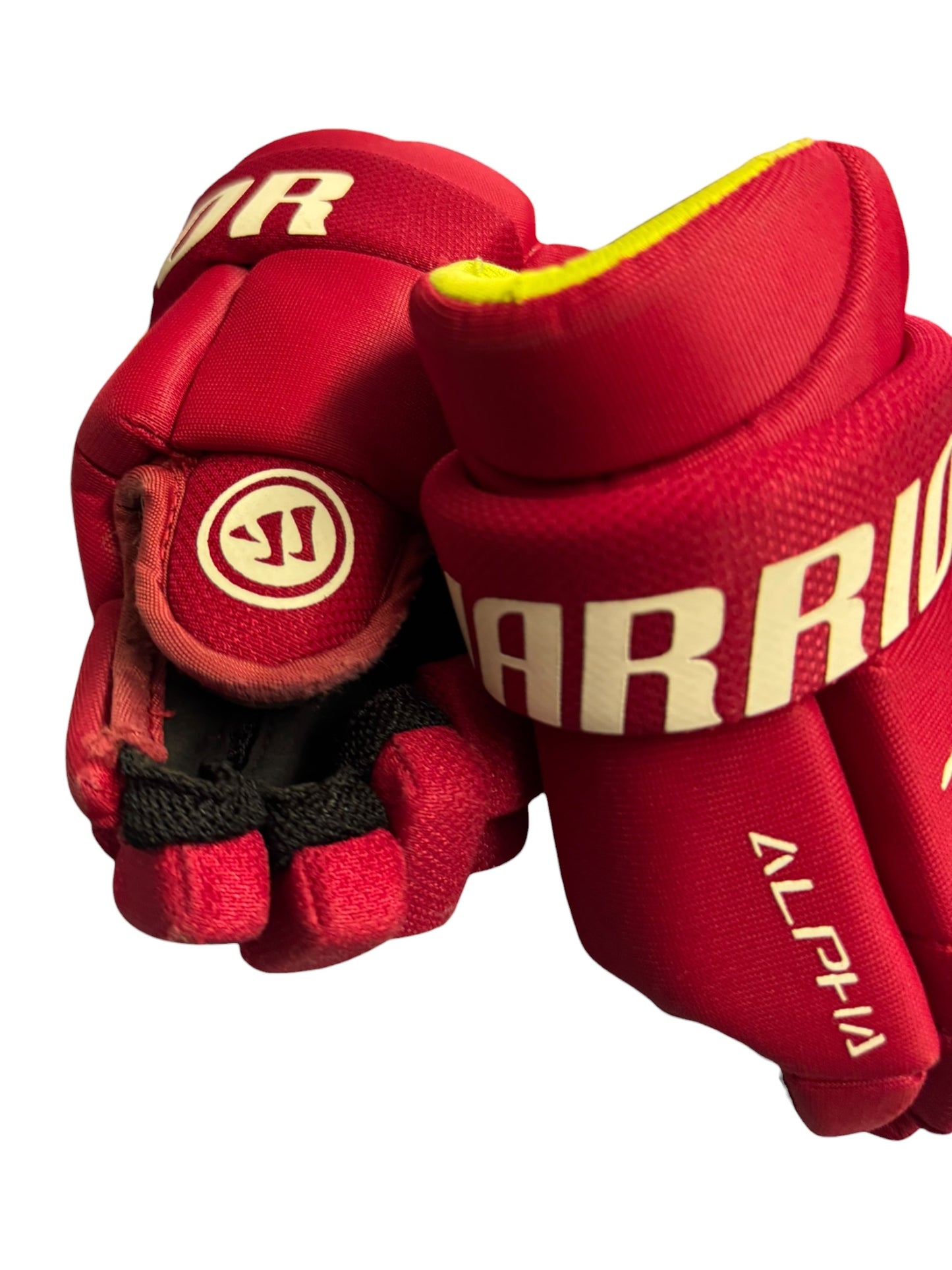 Warrior Alpha Youth Ice Hockey Gloves – 9” – Red – Used