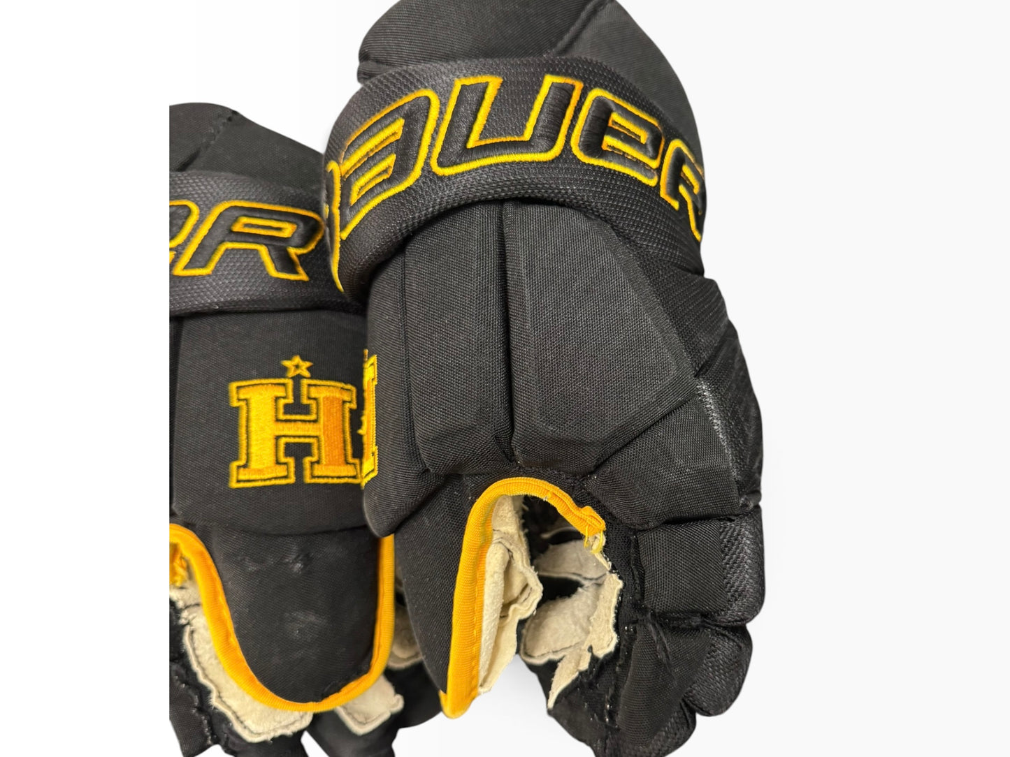 Bauer Pro Stock Senior Ice Hockey Gloves – 14” – Black/Gold – Hallamshire Hornets