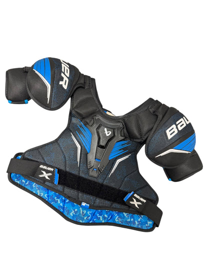 Bauer X S24 Intermediate Ice Hockey Shoulder Pads – Medium – Black/Blue – Used