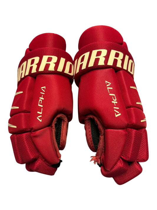 Warrior Alpha Youth Ice Hockey Gloves – 9” – Red – Used