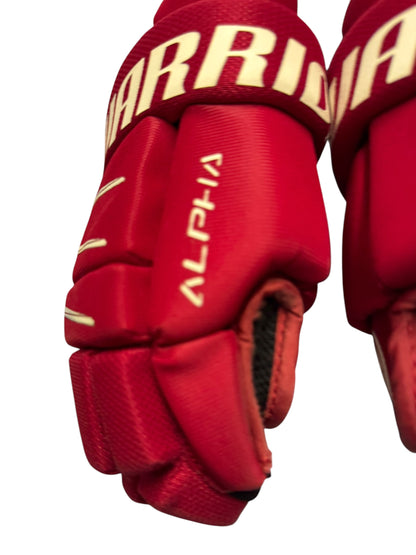 Warrior Alpha Youth Ice Hockey Gloves – 9” – Red – Used