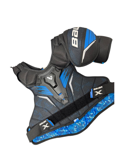 Bauer X S24 Intermediate Ice Hockey Shoulder Pads – Medium – Black/Blue – Used