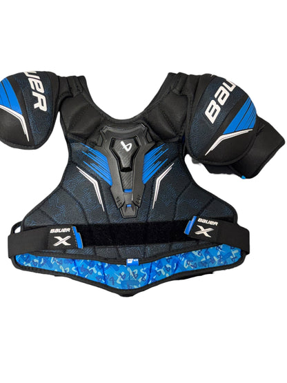 Bauer X S24 Intermediate Ice Hockey Shoulder Pads – Medium – Black/Blue – Used