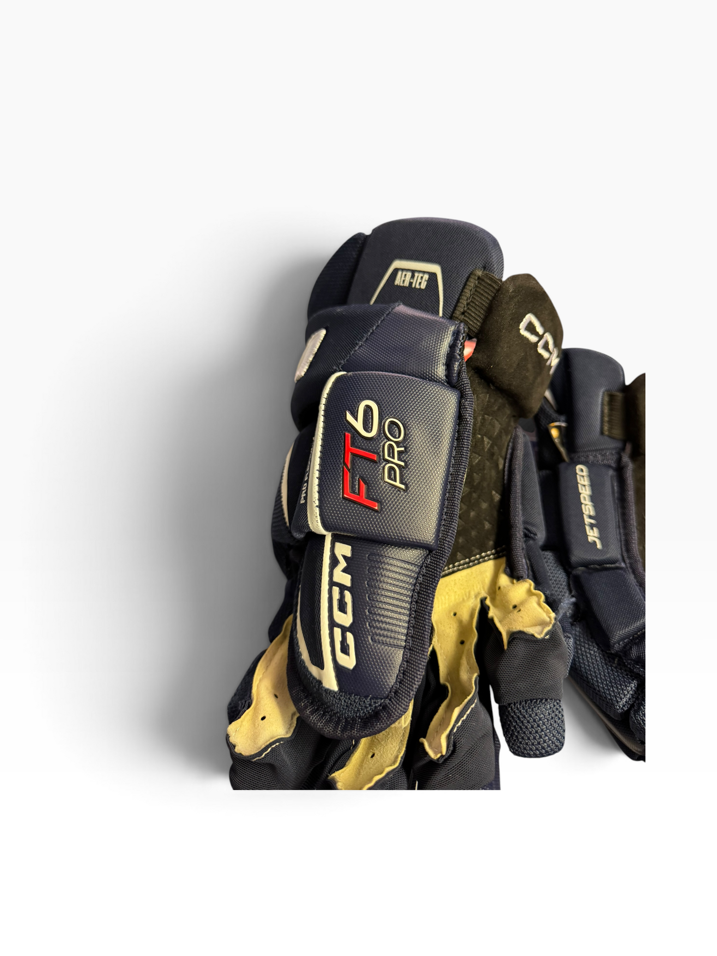 CCM Jetspeed FT6 Pro Senior Ice Hockey Gloves 14” Navy Used