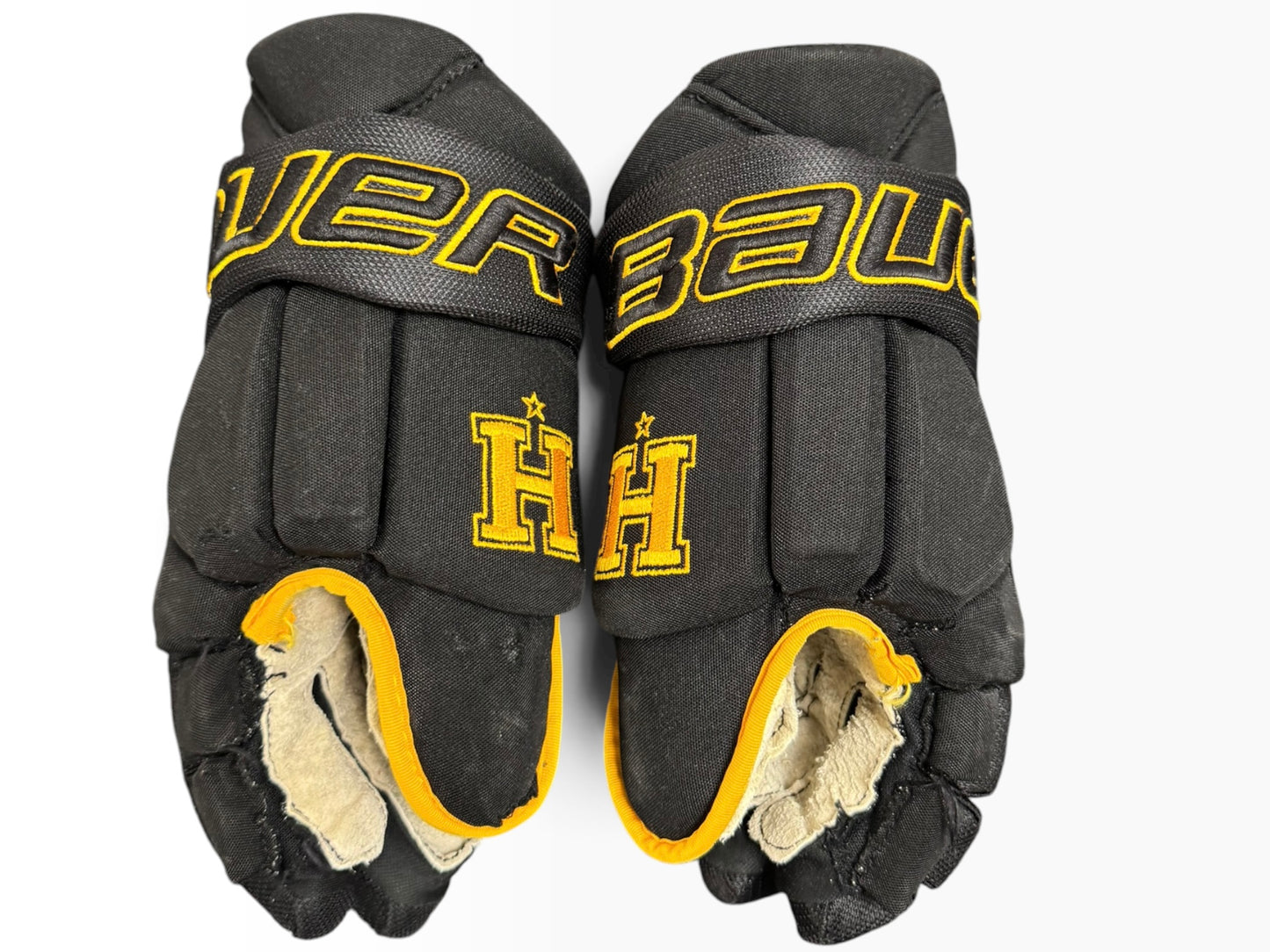 Bauer Pro Stock Senior Ice Hockey Gloves – 14” – Black/Gold – Hallamshire Hornets