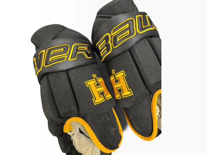 Bauer Pro Stock Senior Ice Hockey Gloves – 14” – Black/Gold – Hallamshire Hornets