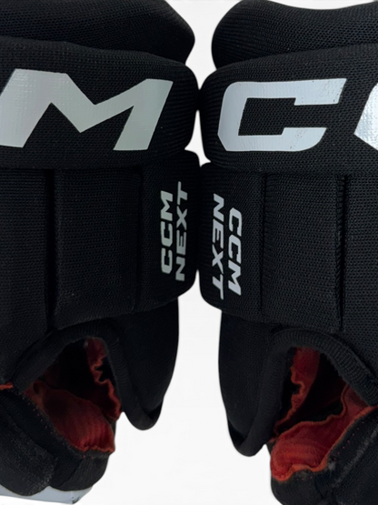 CCM NEXT Junior Ice Hockey Gloves – 10” – Black/Red – Used