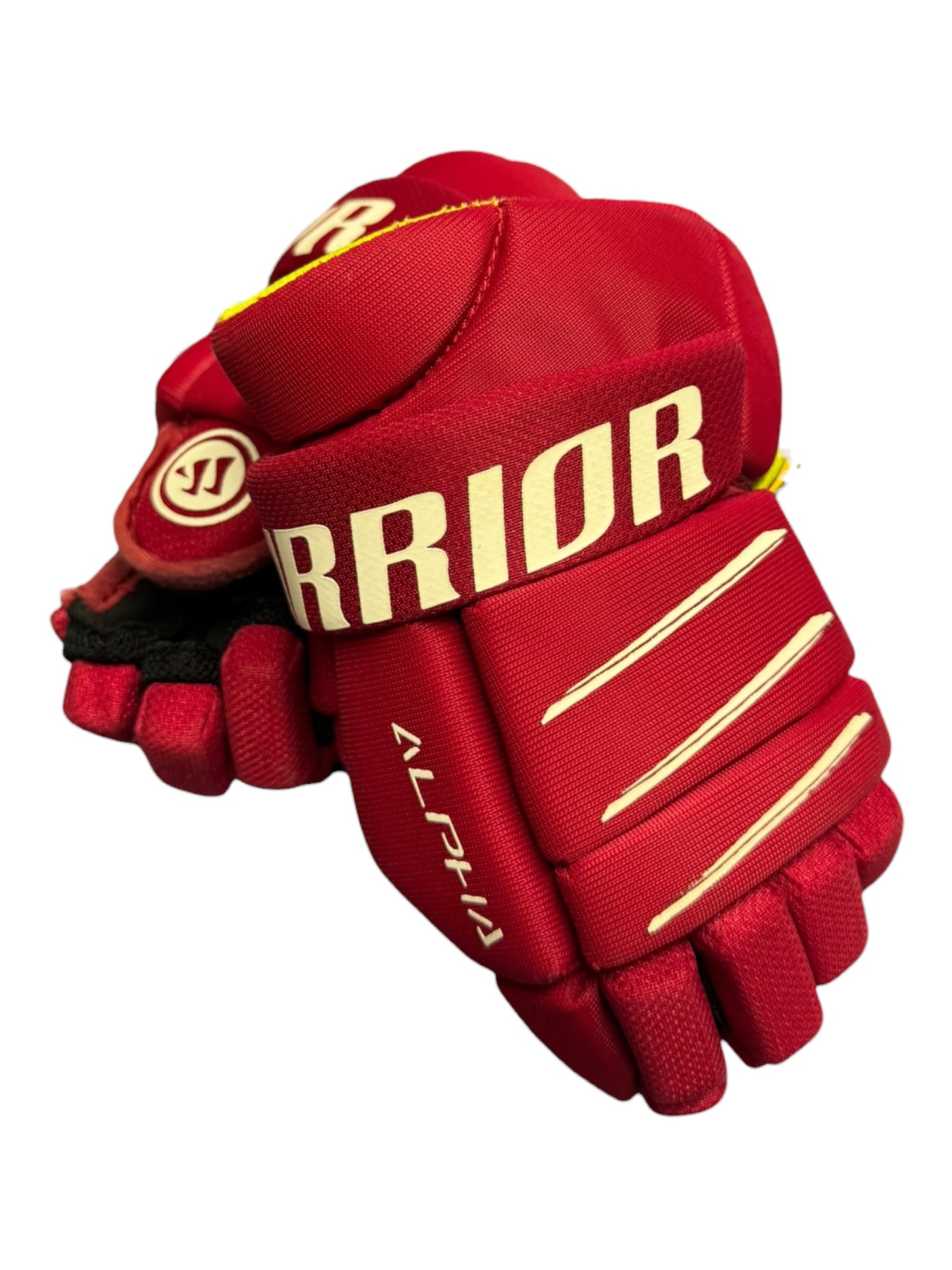 Warrior Alpha Youth Ice Hockey Gloves – 9” – Red – Used