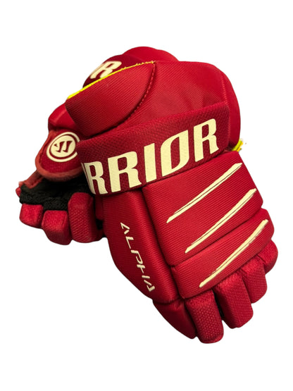 Warrior Alpha Youth Ice Hockey Gloves – 9” – Red – Used