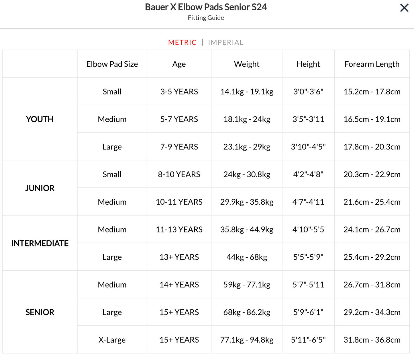 Bauer X S24 Elbow Senior Pads